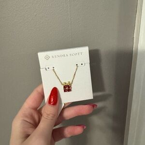 Kendra Scott Gold Necklace with Red Gift Pendant